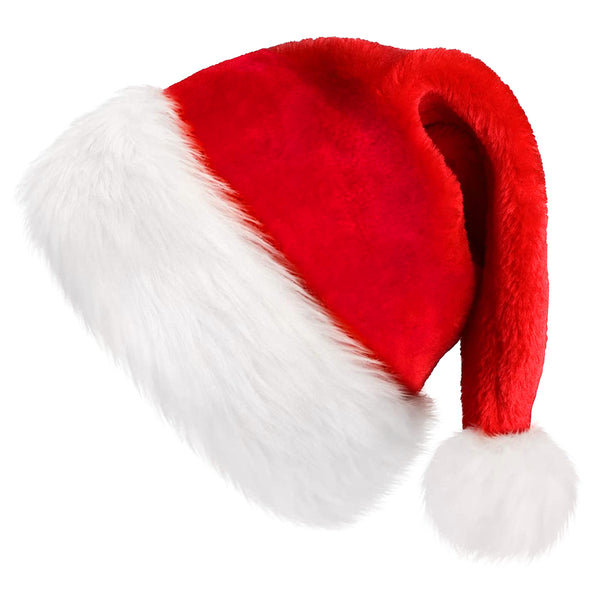 Santa Claus hat, neutral velvet fabric Christmas hat with comfortable lining and plush brim, adult Christmas Santa Claus holiday hat