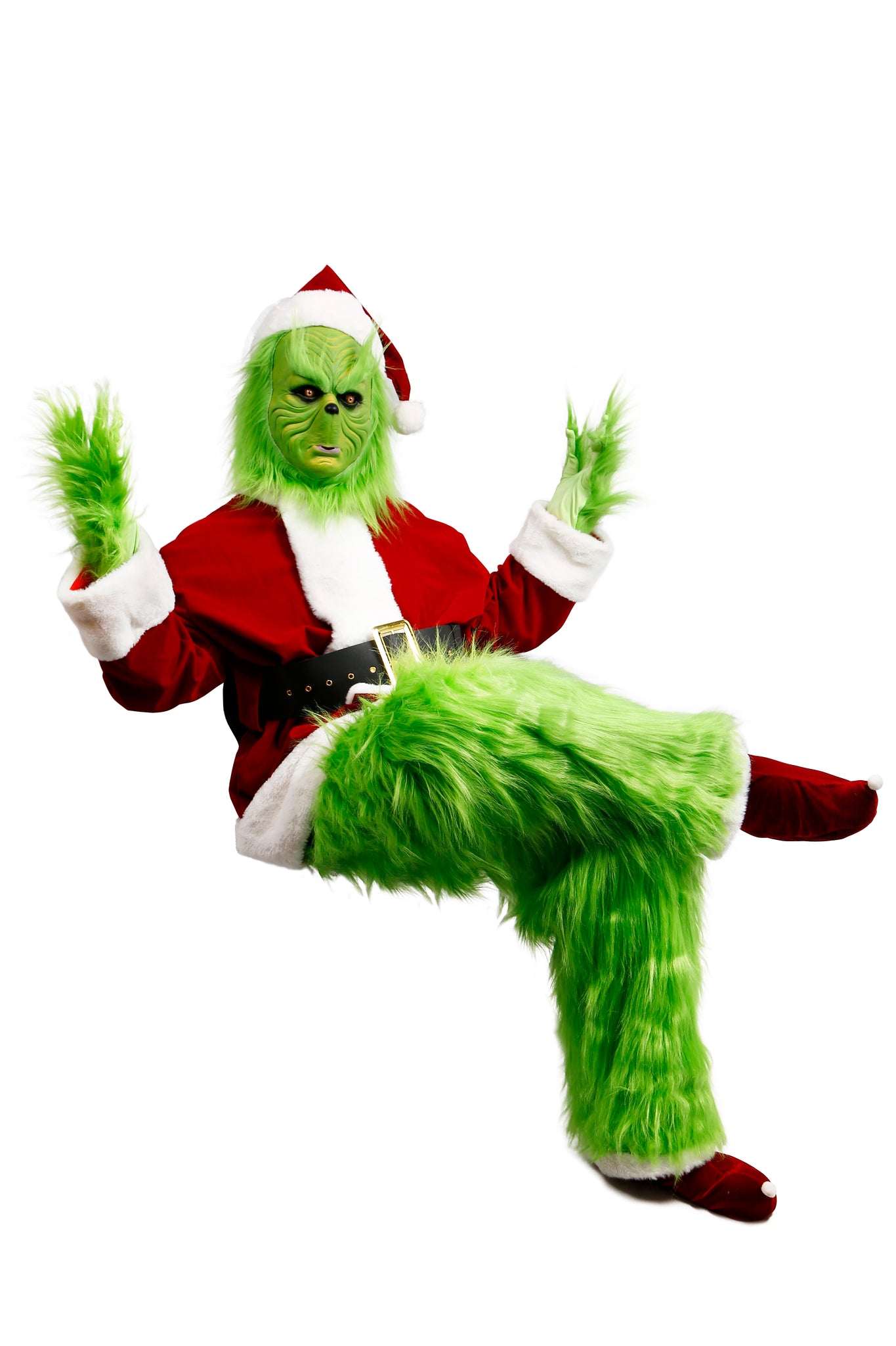 Green Monster Clothing Men's Christmas Luxury Plush Adult Santa Claus Set Green Clothing