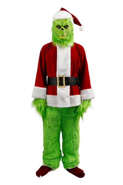 Men's Christmas Clothing Green Monster Luxury Adult Santa Claus Set Christmas Fury Set Halloween Holiday