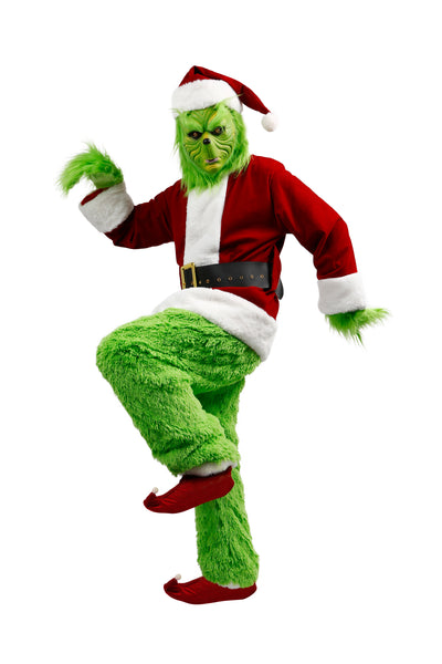 Men's Christmas Clothing Green Monster Luxury Adult Santa Claus Set Christmas Fury Set Halloween Holiday