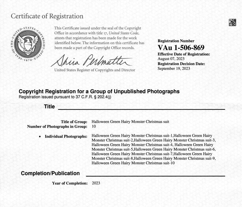 Copyright Certificate of Registration